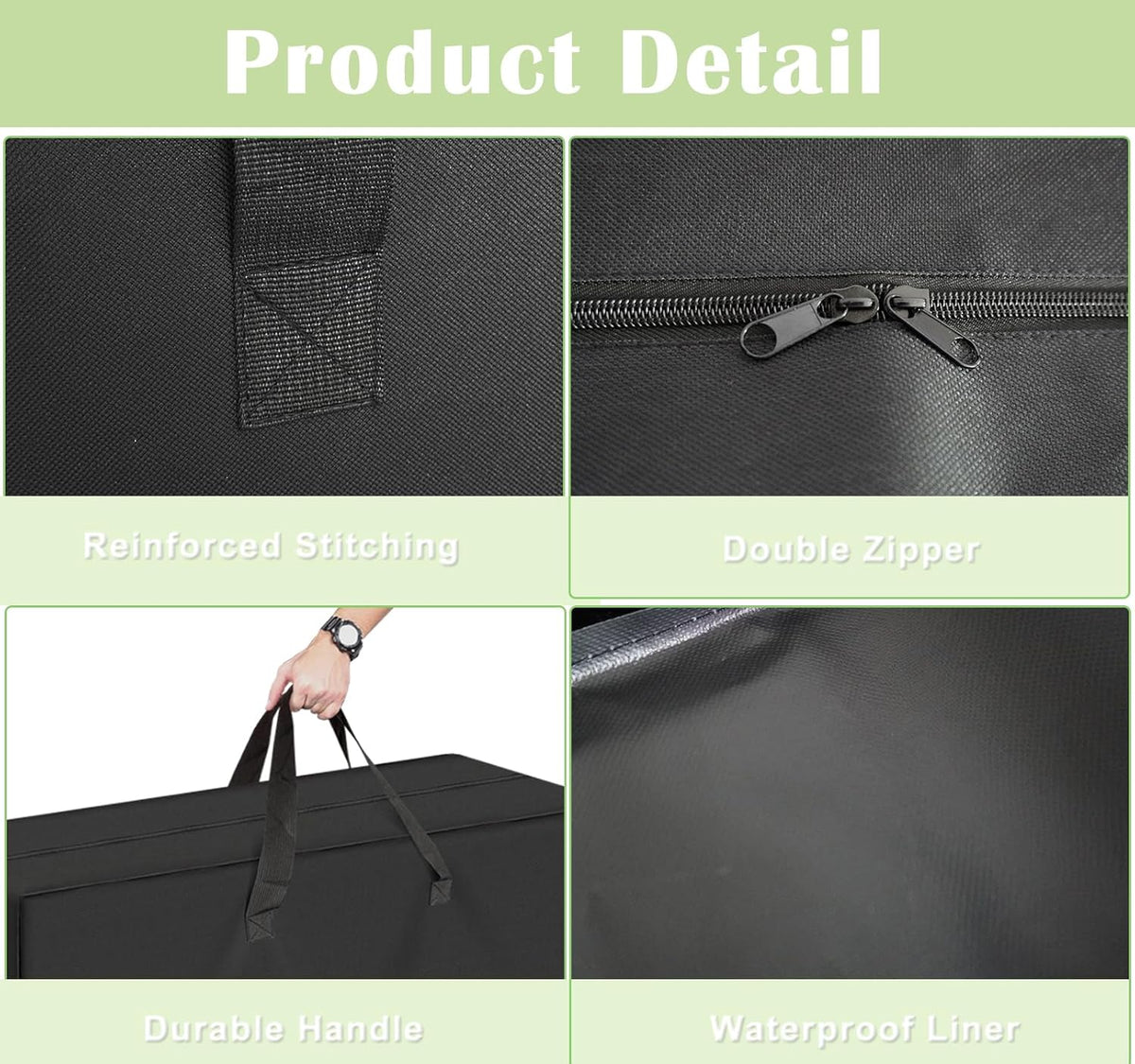 Folding Bench Storage Bag, 37.5"X13"X4.9" Heavy Duty Waterproof Carrying Bag for 6ft Plastic Folding Bench, Picnic Collapsible Bench Seating Cover with Durable Zipper & Shoulder Strap, Black