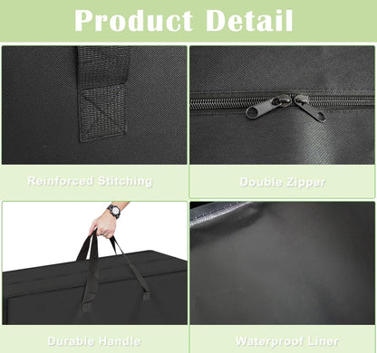Folding Bench Storage Bag, 37.5"X13"X4.9" Heavy Duty Waterproof Carrying Bag for 6ft Plastic Folding Bench, Picnic Collapsible Bench Seating Cover with Durable Zipper & Shoulder Strap, Black