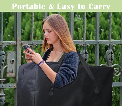 Folding Bench Storage Bag, 37.5"X13"X4.9" Heavy Duty Waterproof Carrying Bag for 6ft Plastic Folding Bench, Picnic Collapsible Bench Seating Cover with Durable Zipper & Shoulder Strap, Black