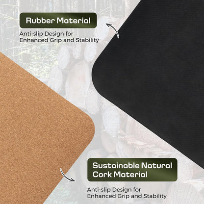 Cork Yoga Mat Non-Slip, Resists Sweat and Odors Exercise Mat with Carrying Strap for Hot Yoga, Pilates, Floor & Fitness Workouts, Fitness Mats Non-Slip Natural Rubber Base & Cork Mat (72'' x 26'' x 5mm Thick)