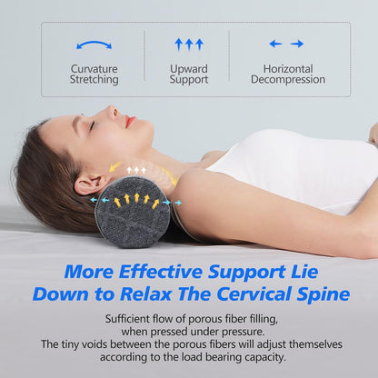 Cervical Roll Pillow, Medium Soft Memory Foam Neck Round Pillow Cylinder Bolster Pillow for Sleeping, Round Neck Support for Bed, Legs, Back and Yoga (Grey, Medium - 3.9" H)