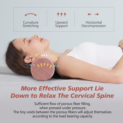 Cervical Roll Pillow, Medium Soft Memory Foam Neck Round Pillow Cylinder Bolster Pillow for Sleeping, Round Neck Support for Bed, Legs, Back and Yoga (Grey, Medium - 3.9" H)