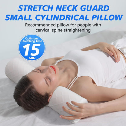 Cervical Roll Pillow, Medium Soft Memory Foam Neck Round Pillow Cylinder Bolster Pillow for Sleeping, Round Neck Support for Bed, Legs, Back and Yoga (Grey, Medium - 3.9" H)