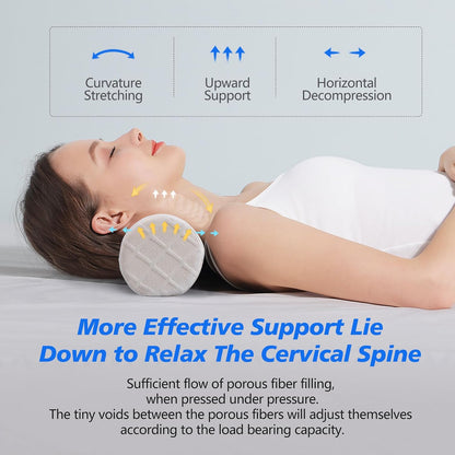 Cervical Roll Pillow, Medium Soft Memory Foam Neck Round Pillow Cylinder Bolster Pillow for Sleeping, Round Neck Support for Bed, Legs, Back and Yoga (Grey, Medium - 3.9" H)