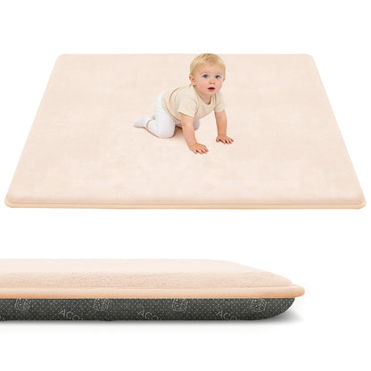 1.3" Thick Baby Play Mat for Floor 79x118"-Large Water-Repellent&Non-Slip Memory Foam Mat for Kids,Toddlers,Soft Velvet Nursery Rug for Tummy Time&Crawling,Yoga,Tatami Style(Blue)