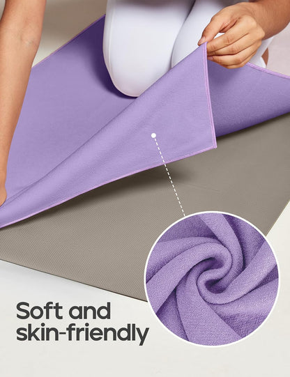 Yoga Mat Towel Non Slip for Hot Yoga Towel with Silicone Grip & Free Spray Bottle, 72"X26" Extra Large Microfiber Yoga Towel for Bikram, Pilates, Fitness