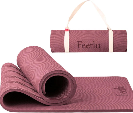 Extra Thick 12mm Exercise Mat, 74" x 26", Non-Slip with a Yoga Strap