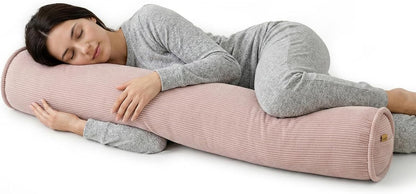 Corduroy Body Pillow, Round Bolster Cylinder Pillow for Adults, Soft Long Support Pillow for Bed & Sofa, Removable Washable Cover,59 x 7.87 Inches,Peacock Blue