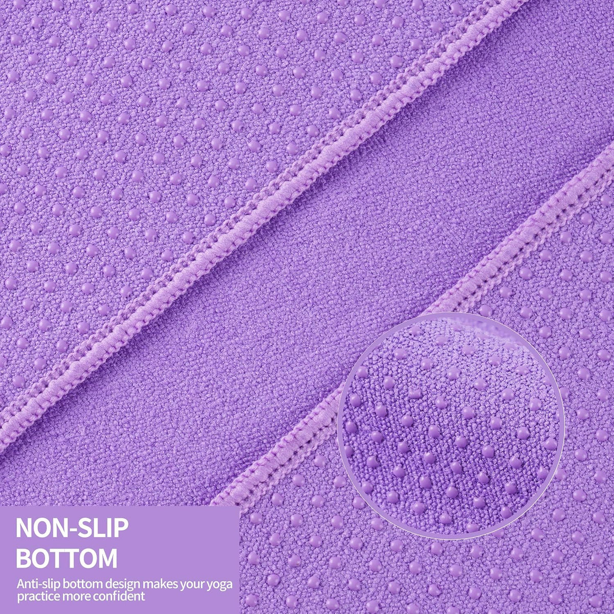 Microfiber Hot Yoga Towel Mat, 24 x 72 inches, with Non-Slip Silicone Grip, Secure Fit Elastic Straps (Gray)