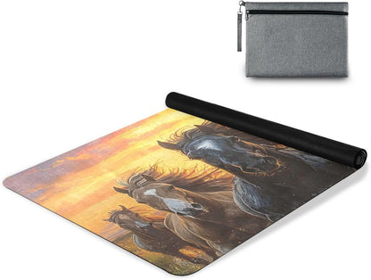 Horses Wading in Water Yoga Mat for Home Workout Fitness Mat for Women Non Slip Exercise Mats with Storage Bag