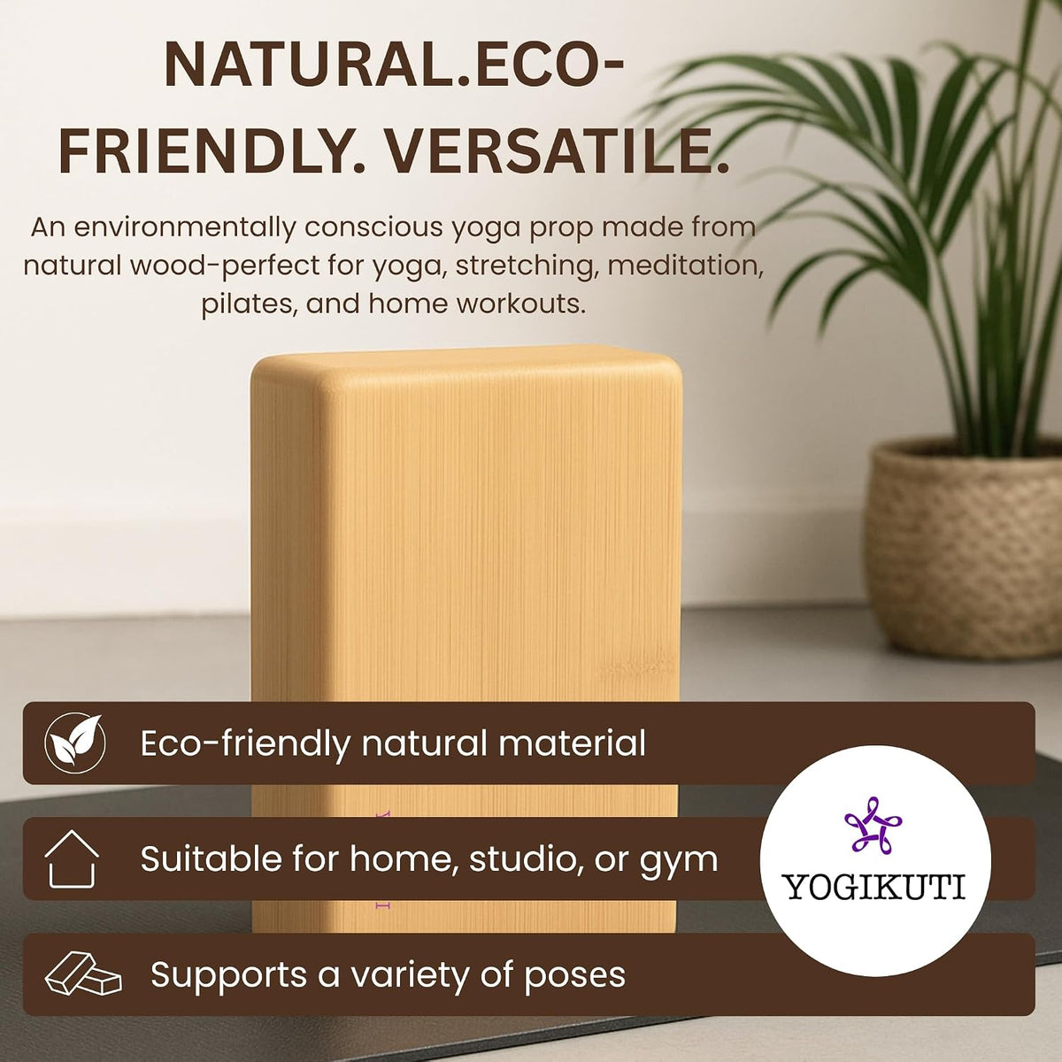Bamboo Yoga Block Set of 4 – Premium Wooden Support Block for Iyengar Yoga, Pilates and Fitness – Lightweight, Strong & Sustainable