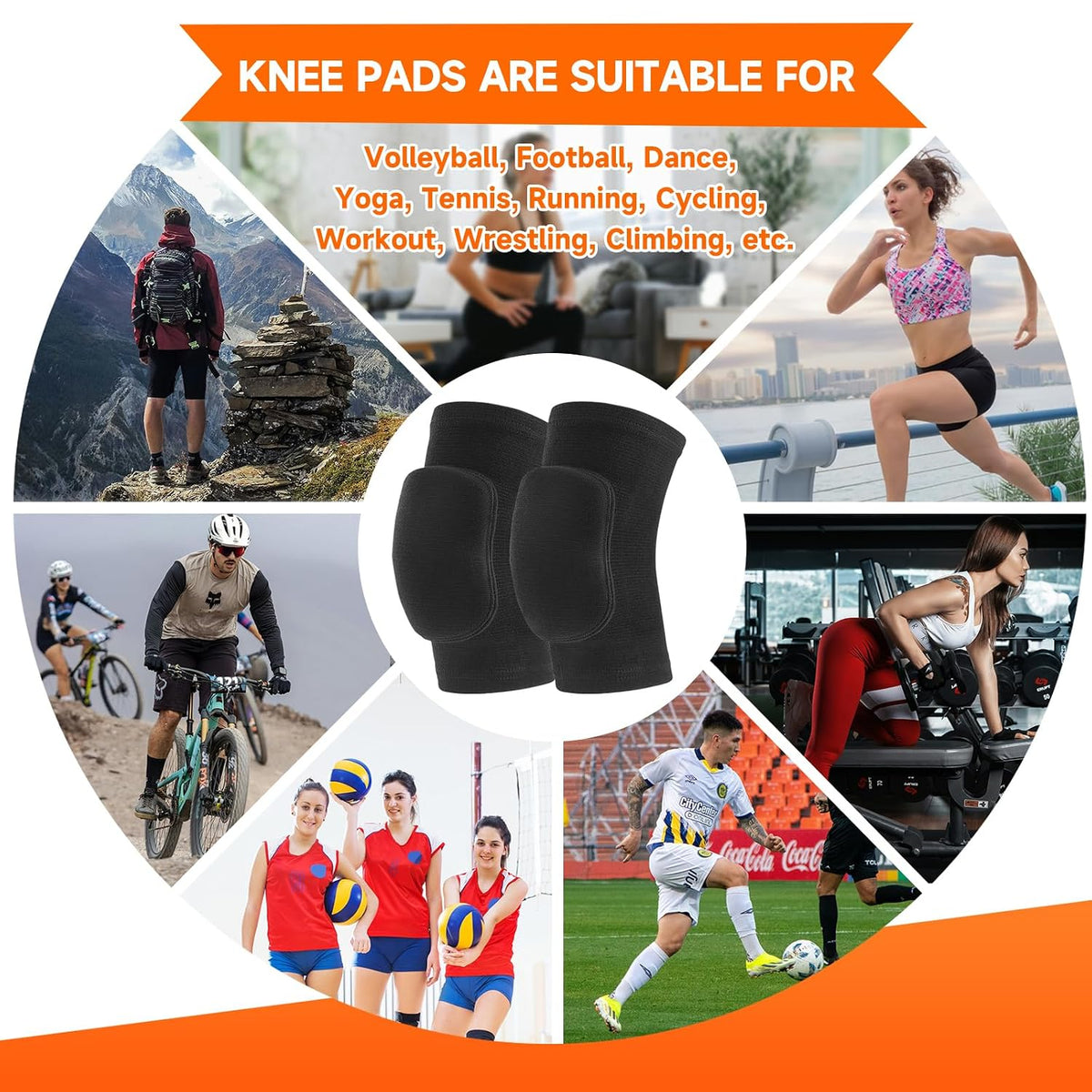 Volleyball Knee Pads for Dancers, Soft Breathable Knee Pads for Men Women Youth Girls Kids Knees Protective, Knee Braces for Volleyball Football Dance Yoga Wrestling Running Cycling