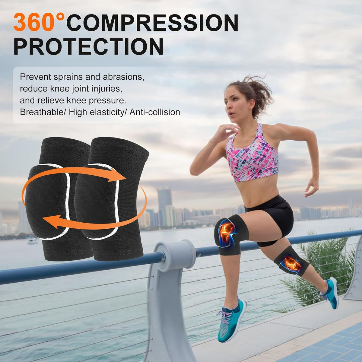 Volleyball Knee Pads for Dancers, Soft Breathable Knee Pads for Men Women Youth Girls Kids Knees Protective, Knee Braces for Volleyball Football Dance Yoga Wrestling Running Cycling