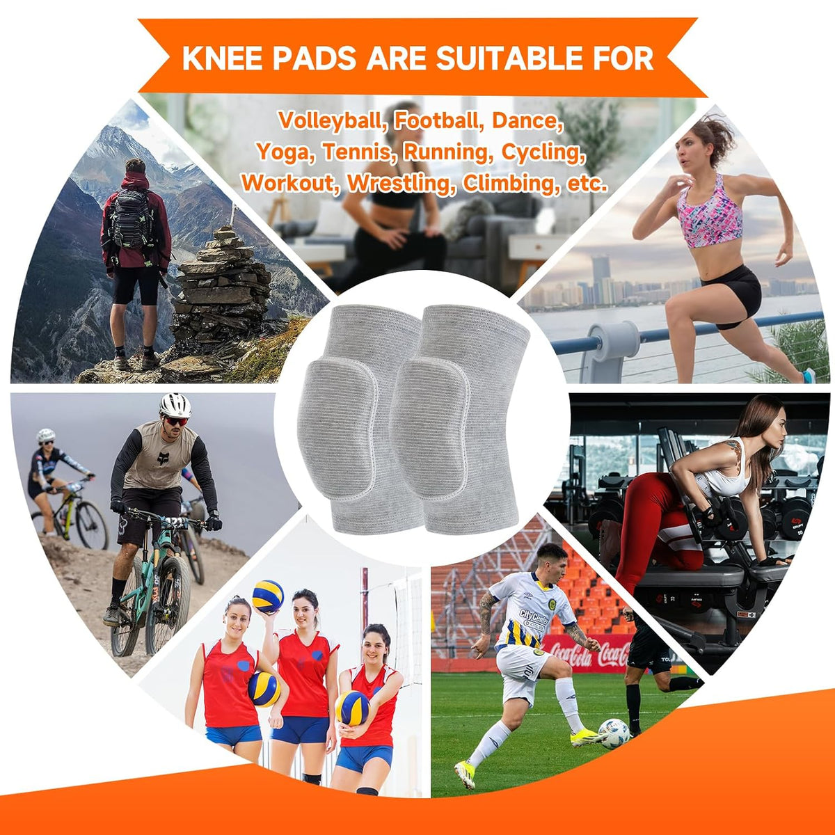 Volleyball Knee Pads for Dancers, Soft Breathable Knee Pads for Men Women Youth Girls Kids Knees Protective, Knee Braces for Volleyball Football Dance Yoga Wrestling Running Cycling