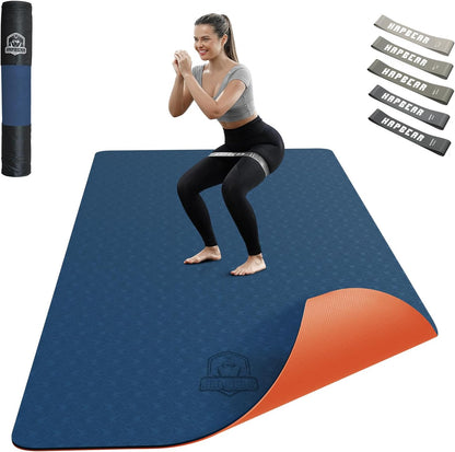HAPBEAR Large Yoga Mat - 72"x36"x6mm (1/4 inch), Extra Wide Non-Slip Exercise Mat for Home Workout, Yoga, Pilates & Stretching, Durable, Includes Carry Bag