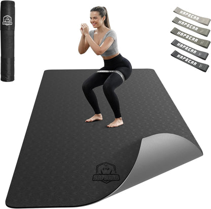 HAPBEAR Large Yoga Mat - 72"x36"x6mm (1/4 inch), Extra Wide Non-Slip Exercise Mat for Home Workout, Yoga, Pilates & Stretching, Durable, Includes Carry Bag