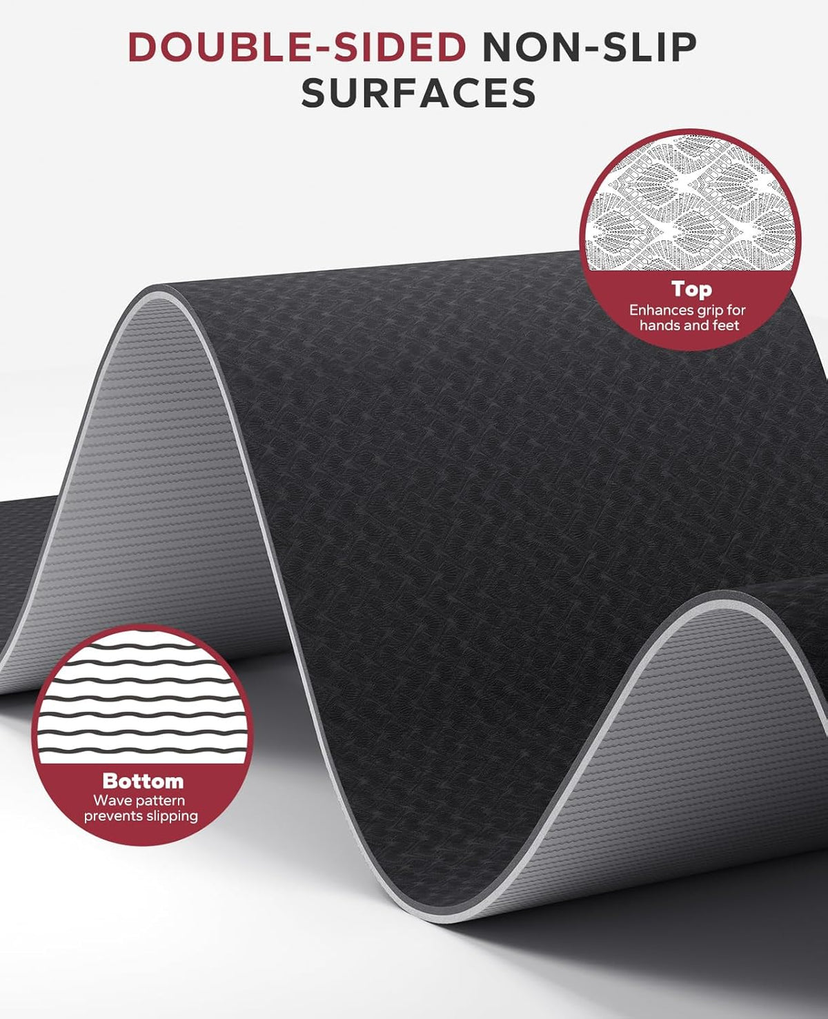 HAPBEAR Large Yoga Mat - 72"x36"x6mm (1/4 inch), Extra Wide Non-Slip Exercise Mat for Home Workout, Yoga, Pilates & Stretching, Durable, Includes Carry Bag