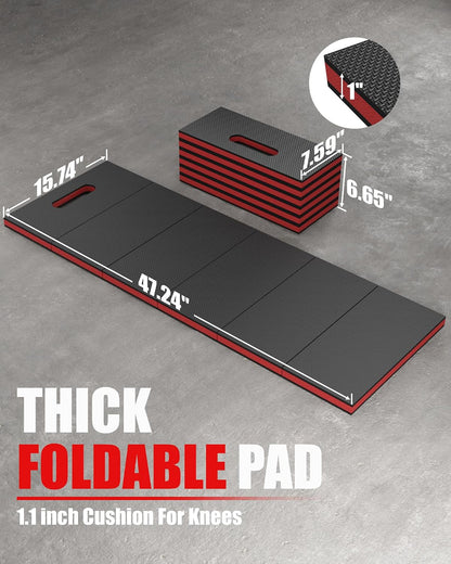 Mechanic Mat, 47.2 x 15.7 x 1 Inch Foldable Mechanic Kneeling Pad, Red