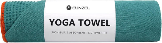 Hot Yoga Towel - Microfiber Non Slip Yoga Mat Towel with Grip Dot Sweat Absorbent Towel for Hot Yoga, Pilates and Fitness 72" x 24", Dark Cyan/Orange