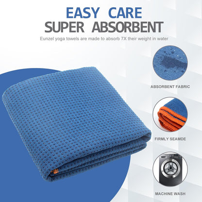 Hot Yoga Towel - Microfiber Non Slip Yoga Mat Towel with Grip Dot Sweat Absorbent Towel for Hot Yoga, Pilates and Fitness 72" x 24", Dark Cyan/Orange