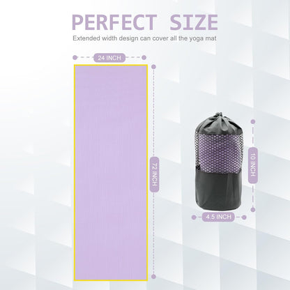 Hot Yoga Towel - Microfiber Non Slip Yoga Mat Towel with Grip Dot Sweat Absorbent Towel for Hot Yoga, Pilates and Fitness 72" x 24", Dark Cyan/Orange