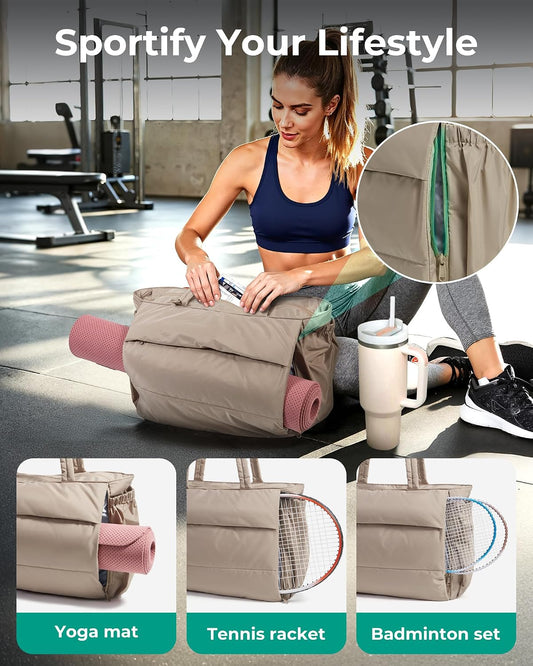 Yoga Pilates Tote Bag for Women with Knotted Handle, Gym Bag