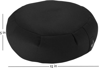 Zafu Meditation Cushion - Support in Cross-Legged Sitting, Buckwheat filled, Durable Fabric, Convenient Handle, Handmade in USA