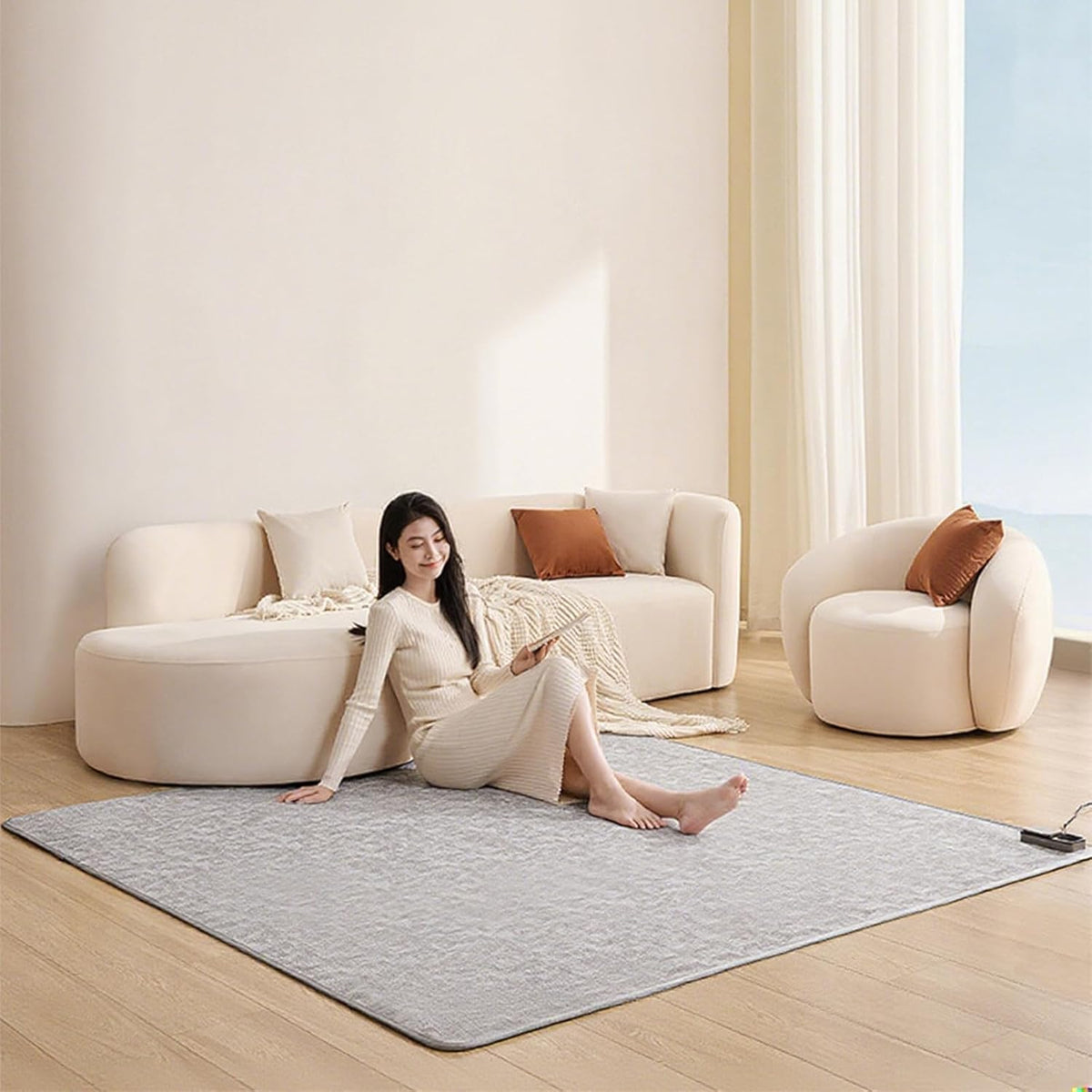 Electric Heating mat, Adjustable Temperature Heated Floor mat,Anti Slip Electric Heating Yoga mat,Heated Rug Foot Warmer for Yoga Heating Pad,200×150cm