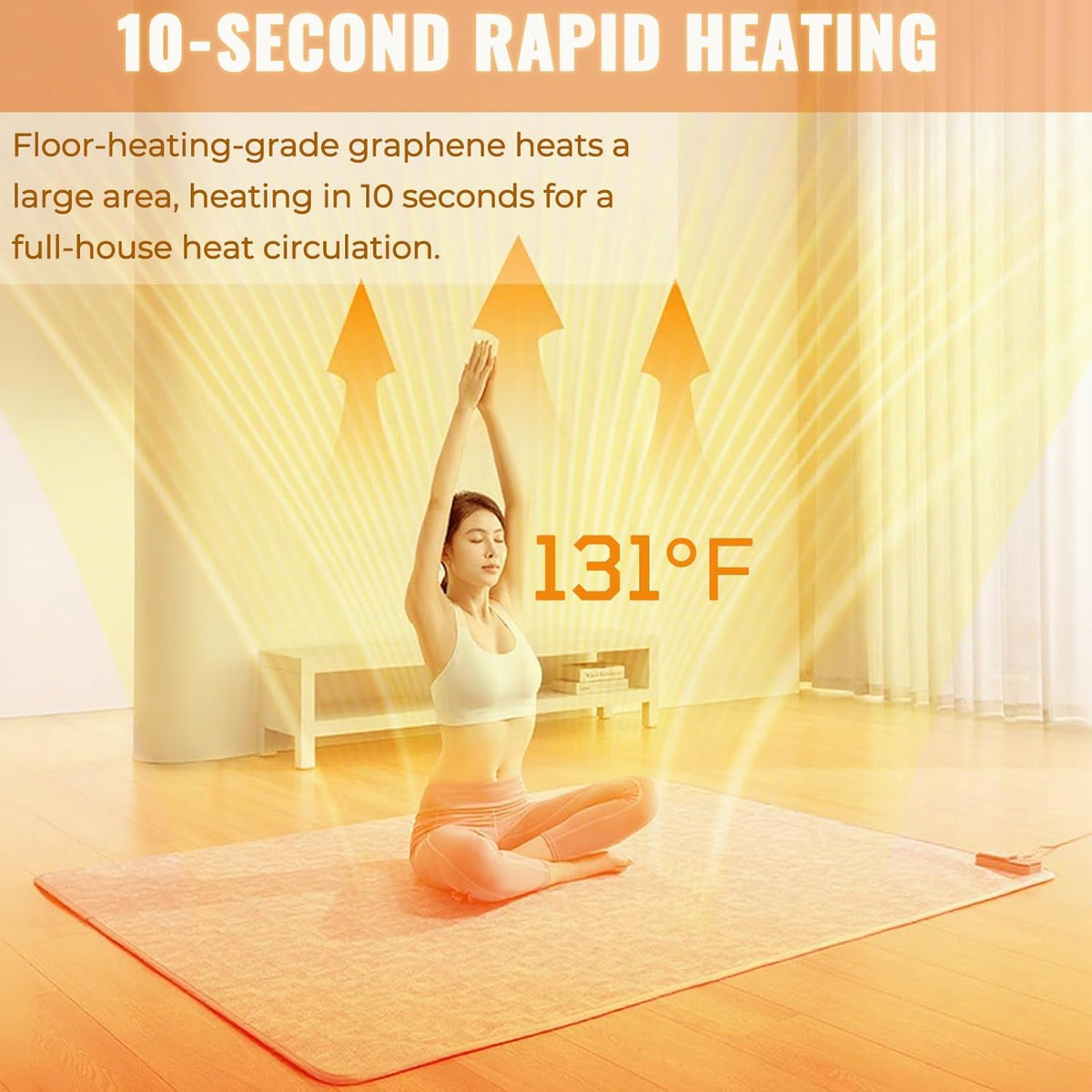 Electric Heating mat, Adjustable Temperature Heated Floor mat,Anti Slip Electric Heating Yoga mat,Heated Rug Foot Warmer for Yoga Heating Pad,200×150cm