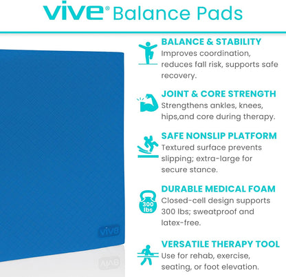 Balance Pad - Foam Large Yoga Mat Trainer for Physical Therapy, Stability Workout, Knee and Ankle Exercise, Strength Training, Rehab - Chair Cushion for Adults, Kids, and Travel