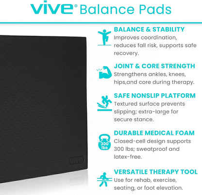 Balance Pad - Foam Large Yoga Mat Trainer for Physical Therapy, Stability Workout, Knee and Ankle Exercise, Strength Training, Rehab - Chair Cushion for Adults, Kids, and Travel