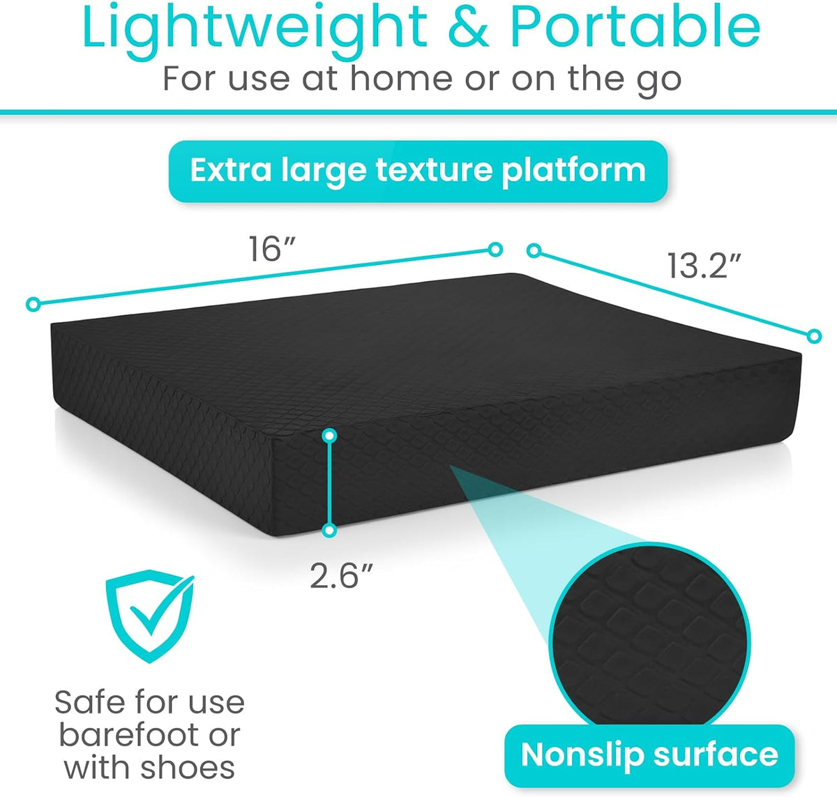 Balance Pad - Foam Large Yoga Mat Trainer for Physical Therapy, Stability Workout, Knee and Ankle Exercise, Strength Training, Rehab - Chair Cushion for Adults, Kids, and Travel