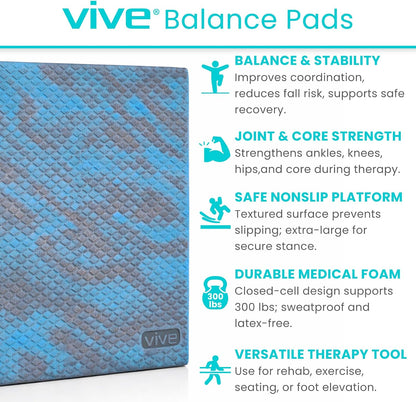 Balance Pad - Foam Large Yoga Mat Trainer for Physical Therapy, Stability Workout, Knee and Ankle Exercise, Strength Training, Rehab - Chair Cushion for Adults, Kids, and Travel