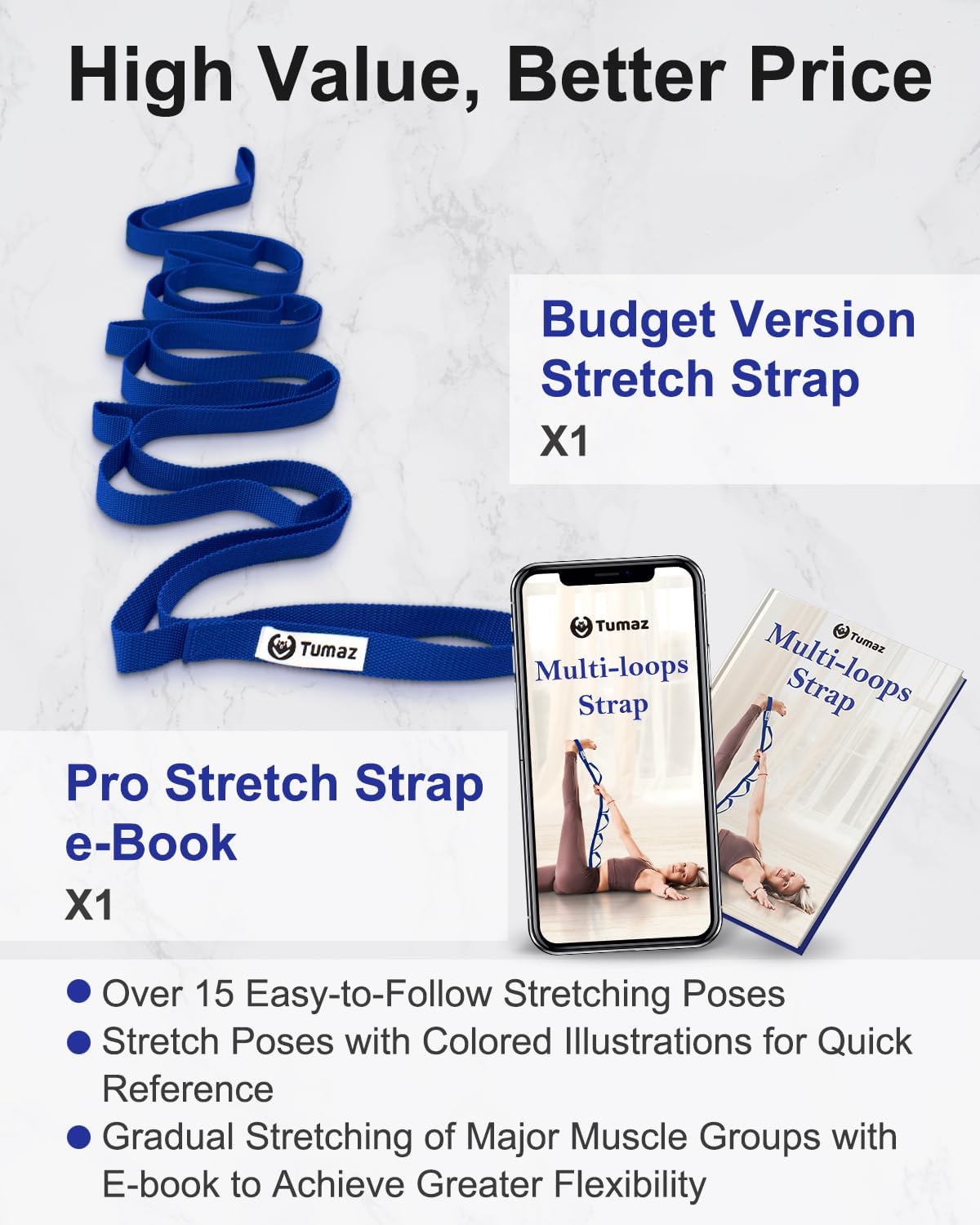Stretching Strap, 10-Loop Non-Elastic Yoga Strap