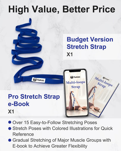 Stretching Strap, 10-Loop Non-Elastic Yoga Strap
