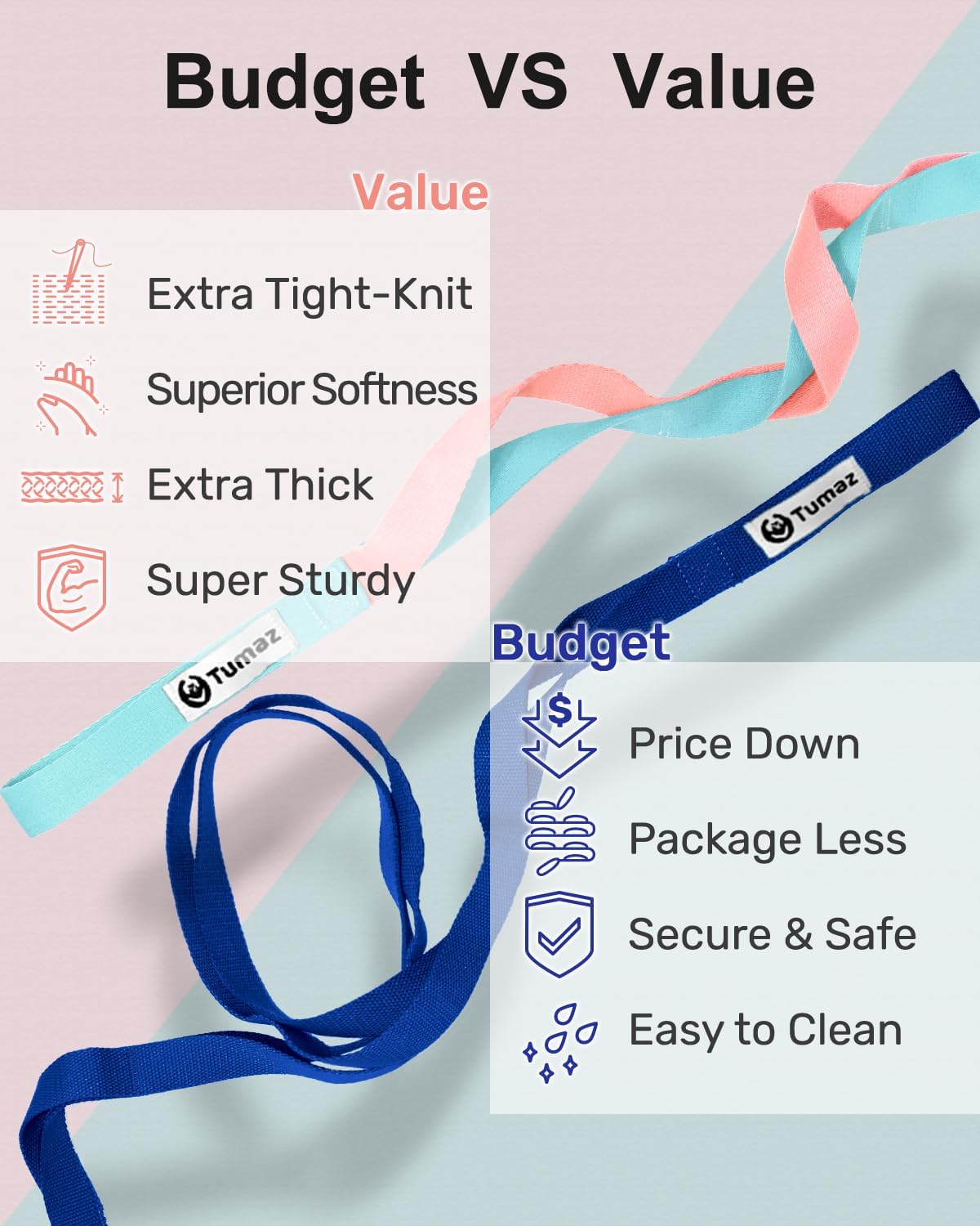 Stretching Strap, 10-Loop Non-Elastic Yoga Strap