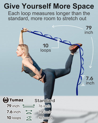 Stretching Strap, 10-Loop Non-Elastic Yoga Strap