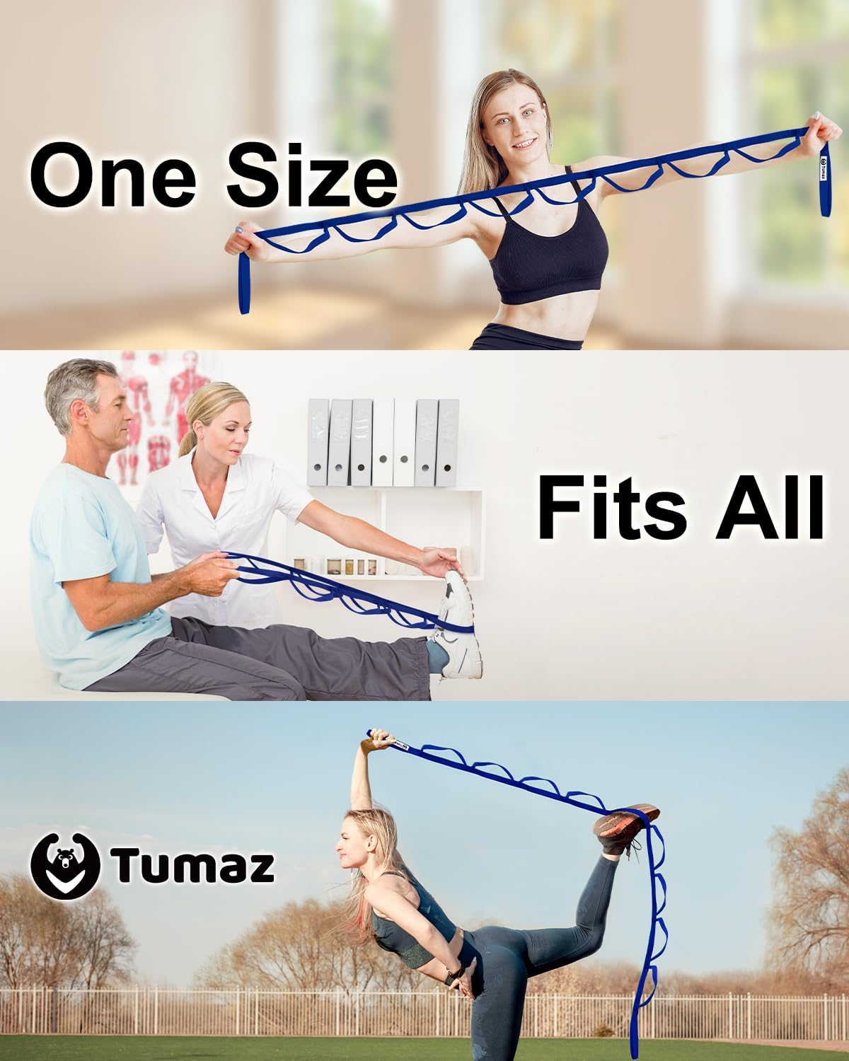 Stretching Strap, 10-Loop Non-Elastic Yoga Strap