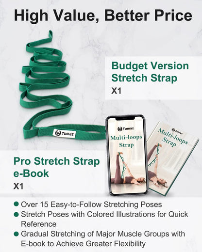 Stretching Strap, 10-Loop Non-Elastic Yoga Strap