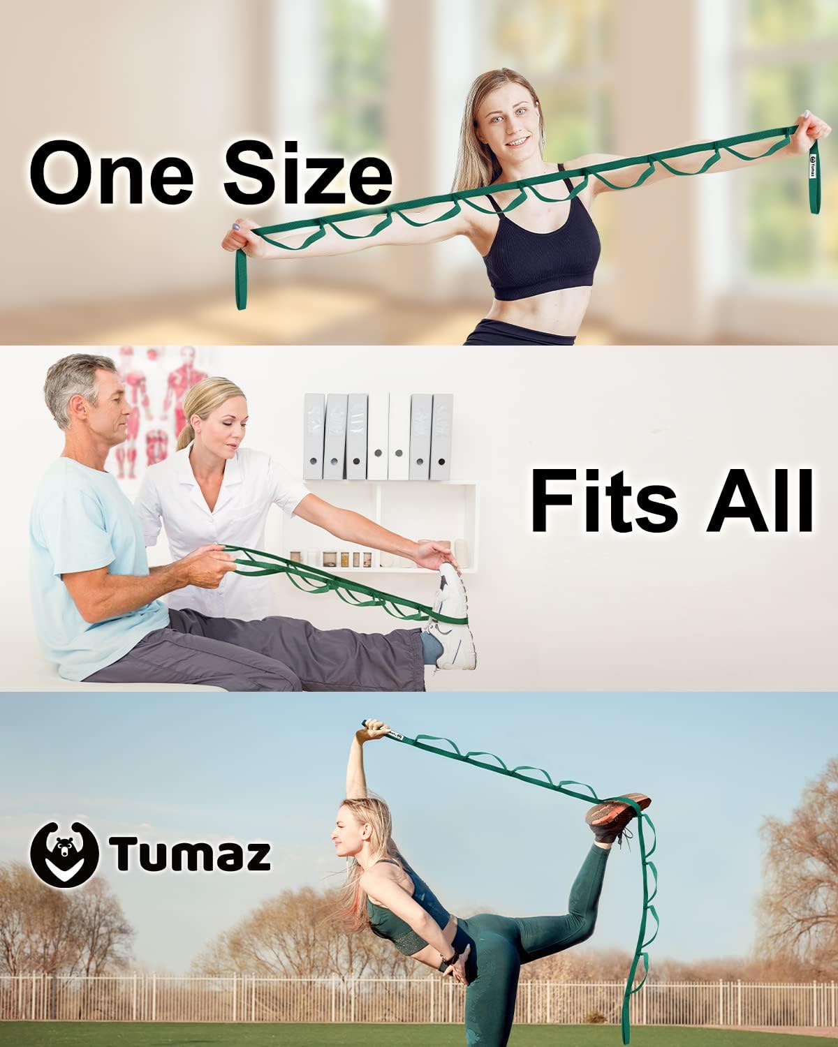 Stretching Strap, 10-Loop Non-Elastic Yoga Strap