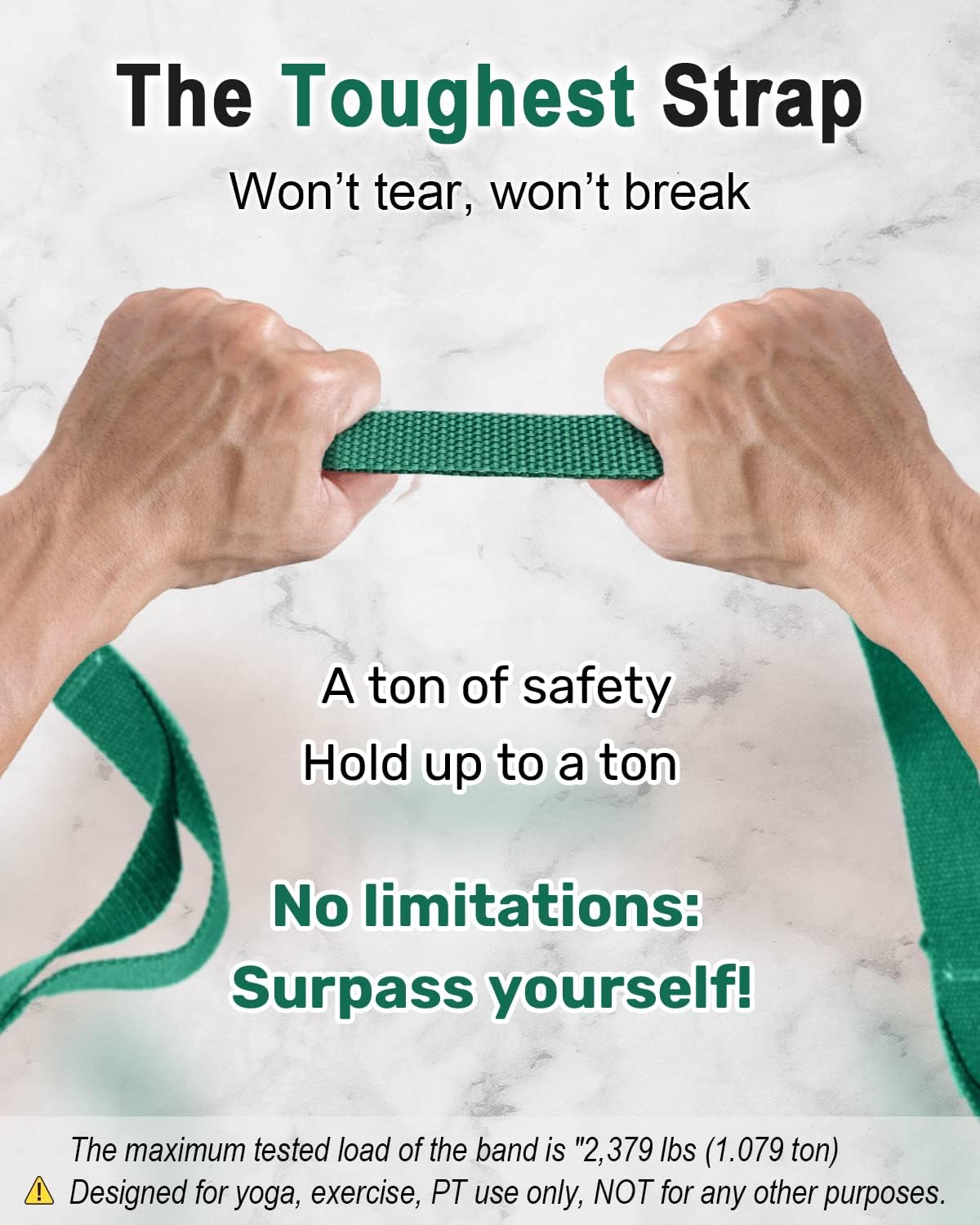Stretching Strap, 10-Loop Non-Elastic Yoga Strap