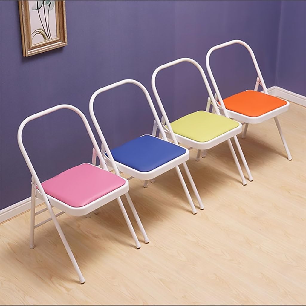 Brown Backless Yoga Chair, Pilates Yoga Chair, PU Leather, Double Beam Design, Folding Yoga Chair, Iyengar Yoga Chair, Yoga Inversion Chair, Size: 47 * 45 * 82cm,Orange