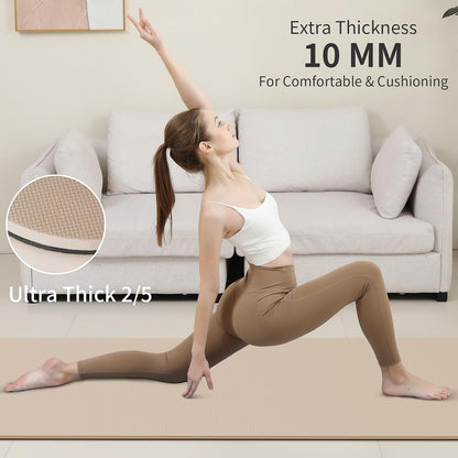 POE Yoga Mat （10mm）Extra Thick Fitness Mat 72"x24" with Carry Strap