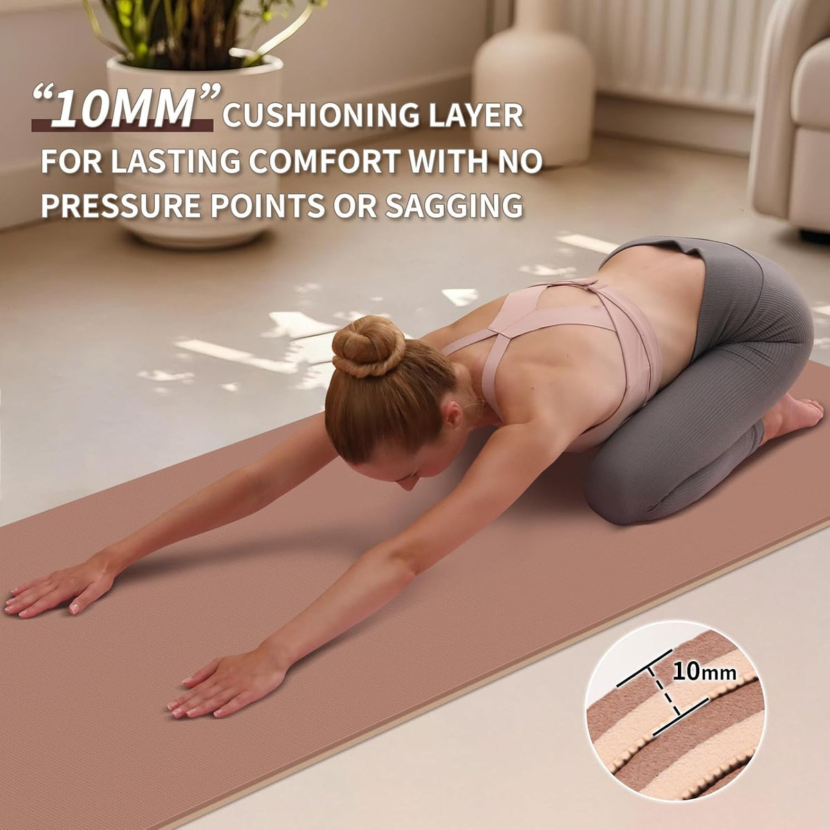 POE Yoga Mat （10mm）Extra Thick Fitness Mat 72"x24" with Carry Strap