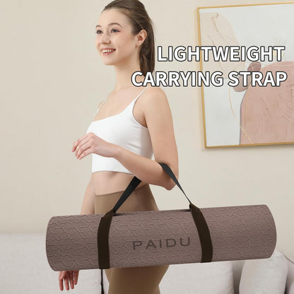 POE Yoga Mat （10mm）Extra Thick Fitness Mat 72"x24" with Carry Strap