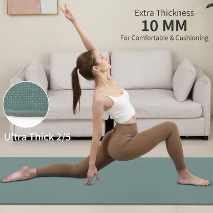 POE Yoga Mat （10mm）Extra Thick Fitness Mat 72"x24" with Carry Strap