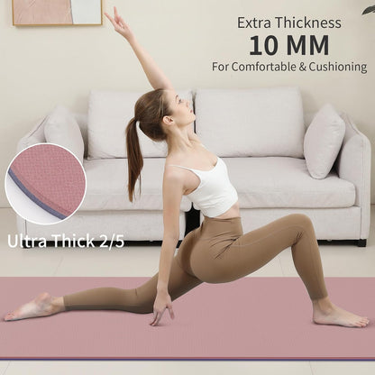 POE Yoga Mat （10mm）Extra Thick Fitness Mat 72"x24" with Carry Strap