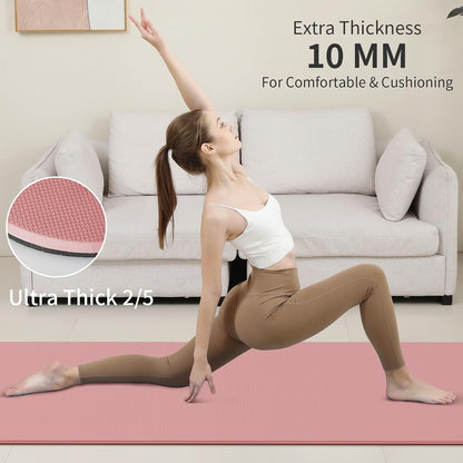 POE Yoga Mat （10mm）Extra Thick Fitness Mat 72"x24" with Carry Strap