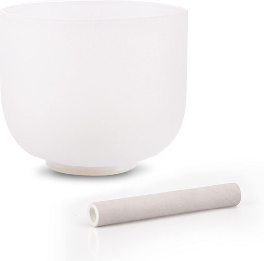 7" B Note Crystal Singing Bowl Crown Chakra with Suede Mallet for Meditation, Yoga, Chakra Healing & Sound Therapy