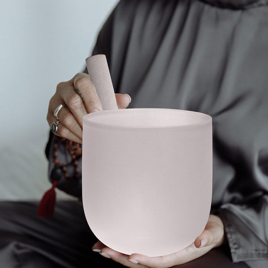 7" B Note Crystal Singing Bowl Crown Chakra with Suede Mallet for Meditation, Yoga, Chakra Healing & Sound Therapy